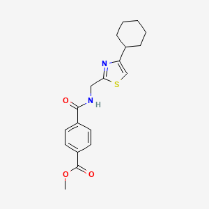 molecular formula C19H22N2O3S B2898786 Methyl 4-(((4-cyclohexylthiazol-2-yl)methyl)carbamoyl)benzoate CAS No. 2034541-11-0