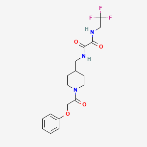 molecular formula C18H22F3N3O4 B2898797 N'-{[1-(2-phenoxyacetyl)piperidin-4-yl]methyl}-N-(2,2,2-trifluoroethyl)ethanediamide CAS No. 1286706-13-5