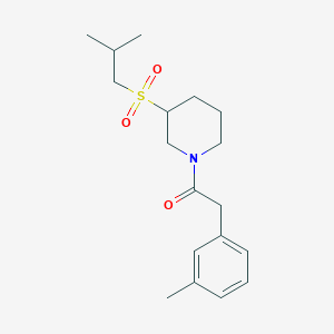 molecular formula C18H27NO3S B2898815 2-(3-Methylphenyl)-1-[3-(2-methylpropanesulfonyl)piperidin-1-yl]ethan-1-one CAS No. 2097860-26-7