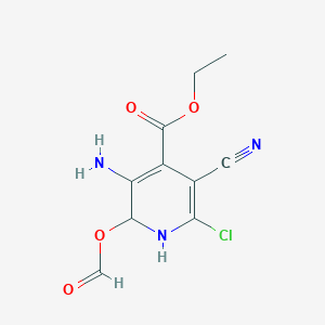 molecular formula C10H10ClN3O4 B289882 Ethyl 3-amino-6-chloro-5-cyano-2-(formyloxy)-1,2-dihydro-4-pyridinecarboxylate 