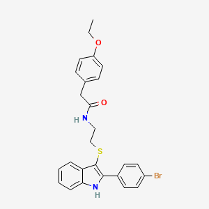 N-[2-[[2-(4-bromophenyl)-1H-indol-3-yl]sulfanyl]ethyl]-2-(4-ethoxyphenyl)acetamide