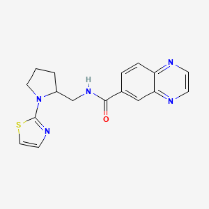 molecular formula C17H17N5OS B2898872 N-{[1-(1,3-thiazol-2-yl)pyrrolidin-2-yl]methyl}quinoxaline-6-carboxamide CAS No. 1705426-73-8