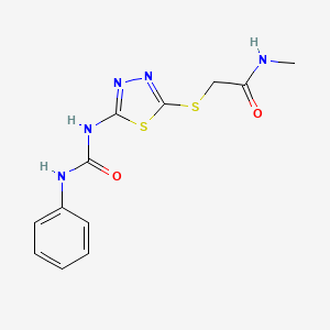 molecular formula C12H13N5O2S2 B2898936 N-methyl-2-({5-[(phenylcarbamoyl)amino]-1,3,4-thiadiazol-2-yl}sulfanyl)acetamide CAS No. 946217-08-9