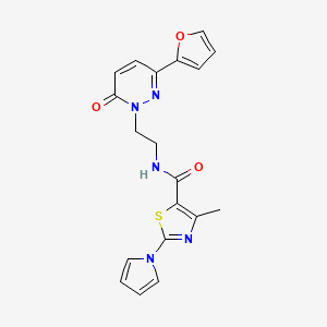 molecular formula C19H17N5O3S B2898966 N-(2-(3-(furan-2-yl)-6-oxopyridazin-1(6H)-yl)ethyl)-4-methyl-2-(1H-pyrrol-1-yl)thiazole-5-carboxamide CAS No. 1219903-09-9