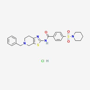molecular formula C25H29ClN4O3S2 B2898972 N-(5-benzyl-4,5,6,7-tetrahydrothiazolo[5,4-c]pyridin-2-yl)-4-(piperidin-1-ylsulfonyl)benzamide hydrochloride CAS No. 1189866-60-1
