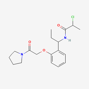 molecular formula C18H25ClN2O3 B2899015 2-Chloro-N-[1-[2-(2-oxo-2-pyrrolidin-1-ylethoxy)phenyl]propyl]propanamide CAS No. 2411230-48-1