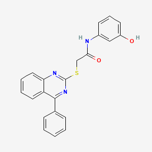 molecular formula C22H17N3O2S B2899024 N-(3-hydroxyphenyl)-2-((4-phenylquinazolin-2-yl)thio)acetamide CAS No. 710287-67-5