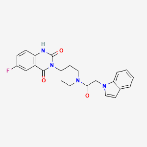 3-(1-(2-(1H-indol-1-yl)acetyl)piperidin-4-yl)-6-fluoroquinazoline-2,4(1H,3H)-dione