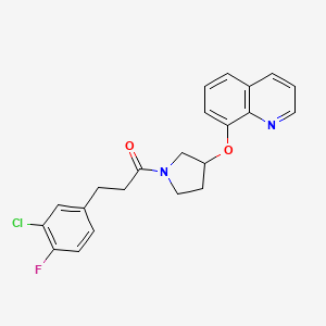 3-(3-Chloro-4-fluorophenyl)-1-(3-(quinolin-8-yloxy)pyrrolidin-1-yl)propan-1-one