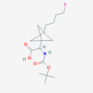molecular formula C16H26FNO4 B2899037 2-[3-(4-Fluorobutyl)-1-bicyclo[1.1.1]pentanyl]-2-[(2-methylpropan-2-yl)oxycarbonylamino]acetic acid CAS No. 2287261-41-8
