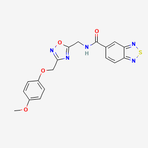 molecular formula C18H15N5O4S B2899043 N-((3-((4-methoxyphenoxy)methyl)-1,2,4-oxadiazol-5-yl)methyl)benzo[c][1,2,5]thiadiazole-5-carboxamide CAS No. 1226449-27-9