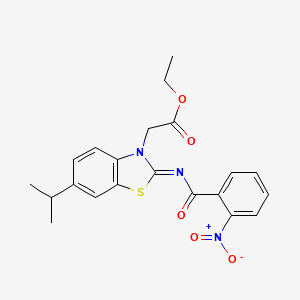 molecular formula C21H21N3O5S B2899063 (Z)-ethyl 2-(6-isopropyl-2-((2-nitrobenzoyl)imino)benzo[d]thiazol-3(2H)-yl)acetate CAS No. 897620-30-3