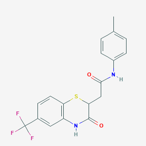 molecular formula C18H15F3N2O2S B2899065 N-(4-methylphenyl)-2-[3-oxo-6-(trifluoromethyl)-3,4-dihydro-2H-1,4-benzothiazin-2-yl]acetamide CAS No. 380471-01-2