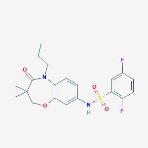molecular formula C20H22F2N2O4S B2899072 N-(3,3-dimethyl-4-oxo-5-propyl-2,3,4,5-tetrahydro-1,5-benzoxazepin-8-yl)-2,5-difluorobenzene-1-sulfonamide CAS No. 922124-14-9