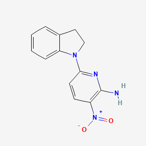 molecular formula C13H12N4O2 B2899092 6-(2,3-dihydro-1H-indol-1-yl)-3-nitropyridin-2-amine CAS No. 1503817-93-3