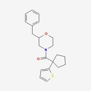 molecular formula C21H25NO2S B2899097 (2-Benzylmorpholino)(1-(thiophen-2-yl)cyclopentyl)methanone CAS No. 1421474-17-0