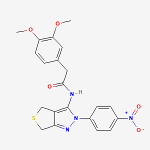 molecular formula C21H20N4O5S B2899106 2-(3,4-dimethoxyphenyl)-N-[2-(4-nitrophenyl)-2H,4H,6H-thieno[3,4-c]pyrazol-3-yl]acetamide CAS No. 476459-04-8