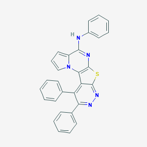 molecular formula C29H19N5S B289913 N,14,15-triphenyl-10-thia-2,8,12,13-tetrazatetracyclo[7.7.0.02,6.011,16]hexadeca-1(9),3,5,7,11,13,15-heptaen-7-amine 