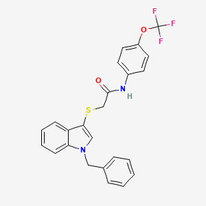 molecular formula C24H19F3N2O2S B2899132 2-[(1-benzyl-1H-indol-3-yl)sulfanyl]-N-[4-(trifluoromethoxy)phenyl]acetamide CAS No. 851412-19-6