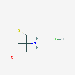 molecular formula C6H12ClNOS B2899133 3-amino-3-[(methylsulfanyl)methyl]cyclobutan-1-onehydrochloride CAS No. 2490432-86-3