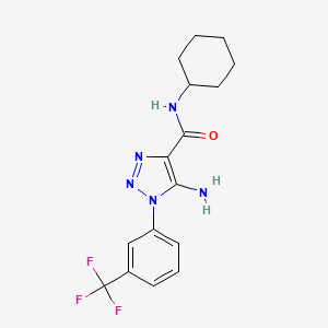 molecular formula C16H18F3N5O B2899140 5-amino-N-cyclohexyl-1-(3-(trifluoromethyl)phenyl)-1H-1,2,3-triazole-4-carboxamide CAS No. 951900-11-1