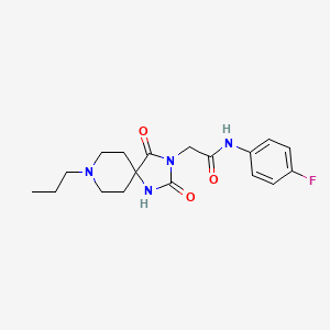 molecular formula C18H23FN4O3 B2899155 2-(2,4-dioxo-8-propyl-1,3,8-triazaspiro[4.5]decan-3-yl)-N-(4-fluorophenyl)acetamide CAS No. 942006-11-3