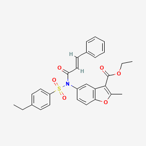 molecular formula C29H27NO6S B2899156 ethyl 5-(N-((4-ethylphenyl)sulfonyl)cinnamamido)-2-methylbenzofuran-3-carboxylate CAS No. 463353-48-2