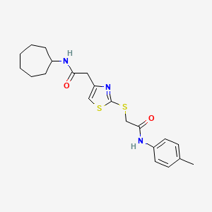 N-cycloheptyl-2-(2-((2-oxo-2-(p-tolylamino)ethyl)thio)thiazol-4-yl)acetamide
