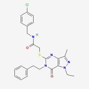 N-[(4-chlorophenyl)methyl]-2-{[1-ethyl-3-methyl-7-oxo-6-(2-phenylethyl)-1H,6H,7H-pyrazolo[4,3-d]pyrimidin-5-yl]sulfanyl}acetamide
