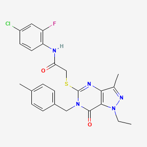 N-(4-chloro-2-fluorophenyl)-2-({1-ethyl-3-methyl-6-[(4-methylphenyl)methyl]-7-oxo-1H,6H,7H-pyrazolo[4,3-d]pyrimidin-5-yl}sulfanyl)acetamide