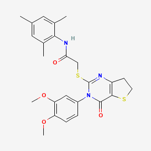 2-((3-(3,4-dimethoxyphenyl)-4-oxo-3,4,6,7-tetrahydrothieno[3,2-d]pyrimidin-2-yl)thio)-N-mesitylacetamide