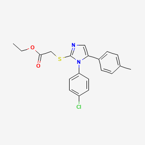 molecular formula C20H19ClN2O2S B2899232 ethyl 2-((1-(4-chlorophenyl)-5-(p-tolyl)-1H-imidazol-2-yl)thio)acetate CAS No. 1226455-86-2