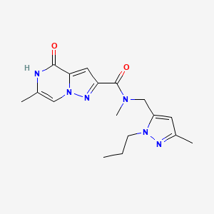 molecular formula C17H22N6O2 B2899235 N,6-dimethyl-N-((3-methyl-1-propyl-1H-pyrazol-5-yl)methyl)-4-oxo-4,5-dihydropyrazolo[1,5-a]pyrazine-2-carboxamide CAS No. 2210137-12-3