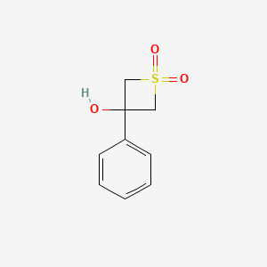 molecular formula C9H10O3S B2899239 3-Hydroxy-3-phenylthietane 1,1-dioxide CAS No. 66982-50-1