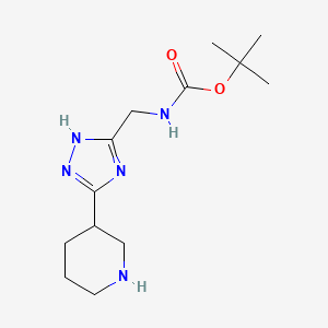 molecular formula C13H23N5O2 B2899248 Tert-butyl N-[(3-piperidin-3-yl-1H-1,2,4-triazol-5-yl)methyl]carbamate CAS No. 2567503-19-7