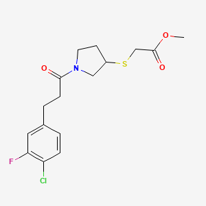 Methyl 2-((1-(3-(4-chloro-3-fluorophenyl)propanoyl)pyrrolidin-3-yl)thio)acetate