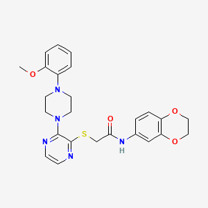 molecular formula C25H27N5O4S B2899254 N-(2,3-dihydro-1,4-benzodioxin-6-yl)-2-({3-[4-(2-methoxyphenyl)piperazin-1-yl]pyrazin-2-yl}sulfanyl)acetamide CAS No. 1116038-23-3