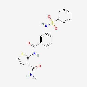 molecular formula C19H17N3O4S2 B2899256 2-(3-benzenesulfonamidobenzamido)-N-methylthiophene-3-carboxamide CAS No. 898440-84-1