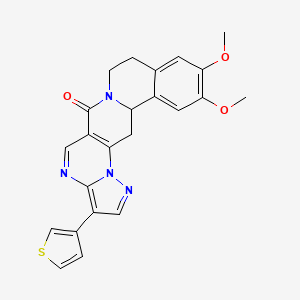 molecular formula C23H20N4O3S B2899260 11,12-dimethoxy-3-(3-thienyl)-8,9,13b,14-tetrahydro-6H-pyrazolo[5'',1'':2',3']pyrimido[4',5':4,5]pyrido[2,1-a]isoquinolin-6-one CAS No. 685107-13-5