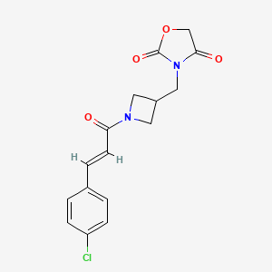 molecular formula C16H15ClN2O4 B2899274 (E)-3-((1-(3-(4-chlorophenyl)acryloyl)azetidin-3-yl)methyl)oxazolidine-2,4-dione CAS No. 2035036-83-8