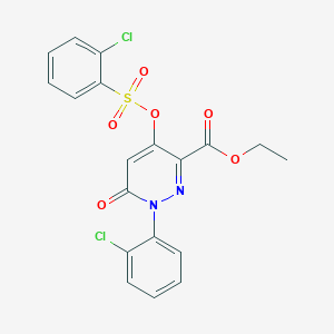 molecular formula C19H14Cl2N2O6S B2899285 Ethyl 1-(2-chlorophenyl)-4-(((2-chlorophenyl)sulfonyl)oxy)-6-oxo-1,6-dihydropyridazine-3-carboxylate CAS No. 899991-95-8