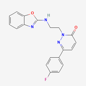molecular formula C19H15FN4O2 B2899292 2-[2-(1,3-Benzoxazol-2-ylamino)ethyl]-6-(4-fluorophenyl)pyridazin-3-one CAS No. 2380181-09-7
