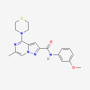 molecular formula C19H21N5O2S B2899294 N-(3-methoxyphenyl)-6-methyl-4-(1,4-thiazinan-4-yl)pyrazolo[1,5-a]pyrazine-2-carboxamide CAS No. 1775378-37-4