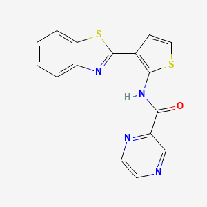 molecular formula C16H10N4OS2 B2899299 N-[3-(1,3-benzothiazol-2-yl)thiophen-2-yl]pyrazine-2-carboxamide CAS No. 1211191-88-6