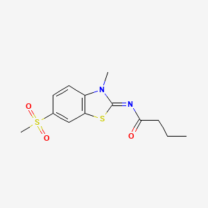 molecular formula C13H16N2O3S2 B2899316 (Z)-N-(3-methyl-6-(methylsulfonyl)benzo[d]thiazol-2(3H)-ylidene)butyramide CAS No. 683247-61-2