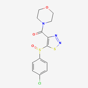 molecular formula C13H12ClN3O3S2 B2899317 {5-[(4-Chlorophenyl)sulfinyl]-1,2,3-thiadiazol-4-yl}(morpholino)methanone CAS No. 306976-93-2