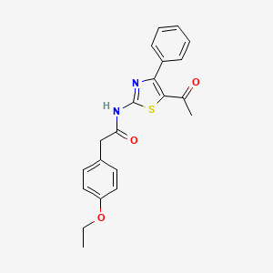 molecular formula C21H20N2O3S B2899318 N-(5-acetyl-4-phenyl-1,3-thiazol-2-yl)-2-(4-ethoxyphenyl)acetamide CAS No. 922480-38-4