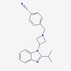 molecular formula C21H22N4 B2899319 4-[[3-(2-Propan-2-ylbenzimidazol-1-yl)azetidin-1-yl]methyl]benzonitrile CAS No. 2415622-86-3