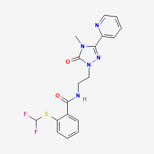 molecular formula C18H17F2N5O2S B2899321 2-((difluoromethyl)thio)-N-(2-(4-methyl-5-oxo-3-(pyridin-2-yl)-4,5-dihydro-1H-1,2,4-triazol-1-yl)ethyl)benzamide CAS No. 1211106-55-6