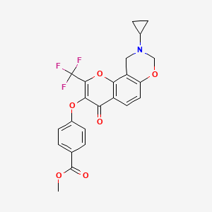 molecular formula C23H18F3NO6 B2899325 Methyl 4-((9-cyclopropyl-4-oxo-2-(trifluoromethyl)-4,8,9,10-tetrahydrochromeno[8,7-e][1,3]oxazin-3-yl)oxy)benzoate CAS No. 951931-88-7